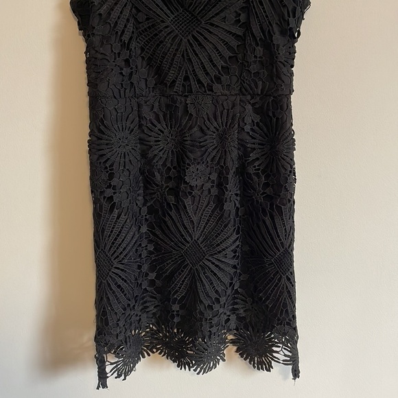 LBD Lace Shift Dress Med Black Eyelet Mini Lulus Classy Evening Contemporary - Picture 5 of 15